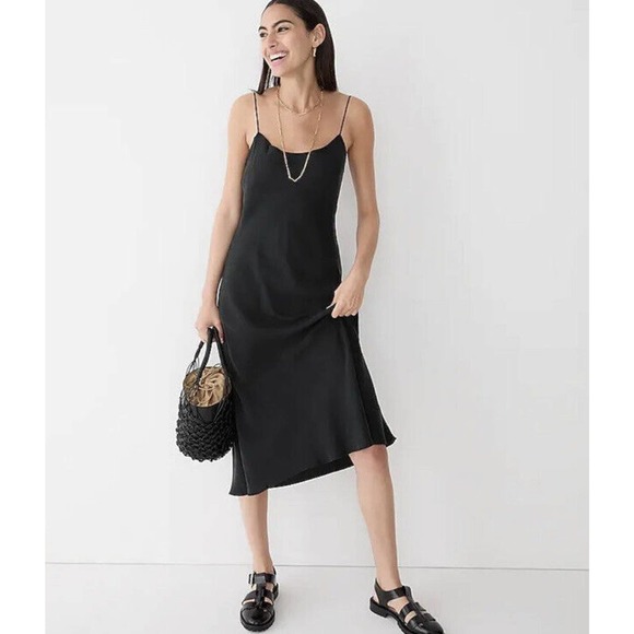J.CREW Dresses & Skirts - Re-Imagined By J.Crew Women's Gwyneth Cupro Slip Dress Black Size 00 Style BA916